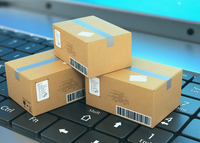 image de carton de livraison sur un ordinateur informatique