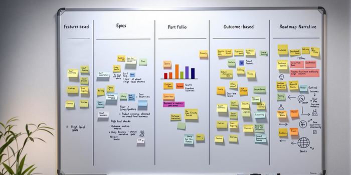 Photo : Un tableau présentant 5 types de roadmap et analysant leurs avantages et inconvenients