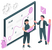 Illustration : Une femme et un homme se mettant d'accord avec enthousiasme sur les modalités de suivi de formation de bout en bout