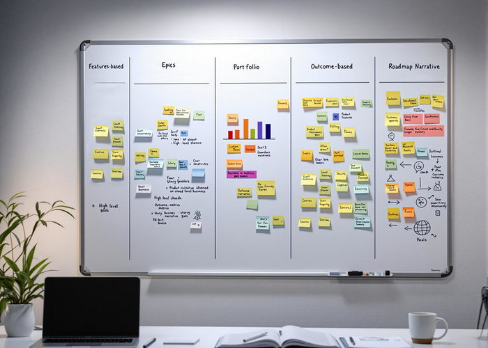 Photo : Un tableau présentant 5 types de roadmap et analysant leurs avantages et inconvenients