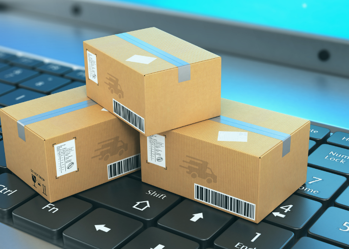 image de carton de livraison sur un ordinateur informatique