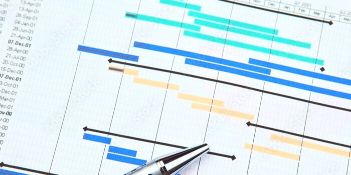 Photo : Un diagramme de Gantt de suivi de projet
