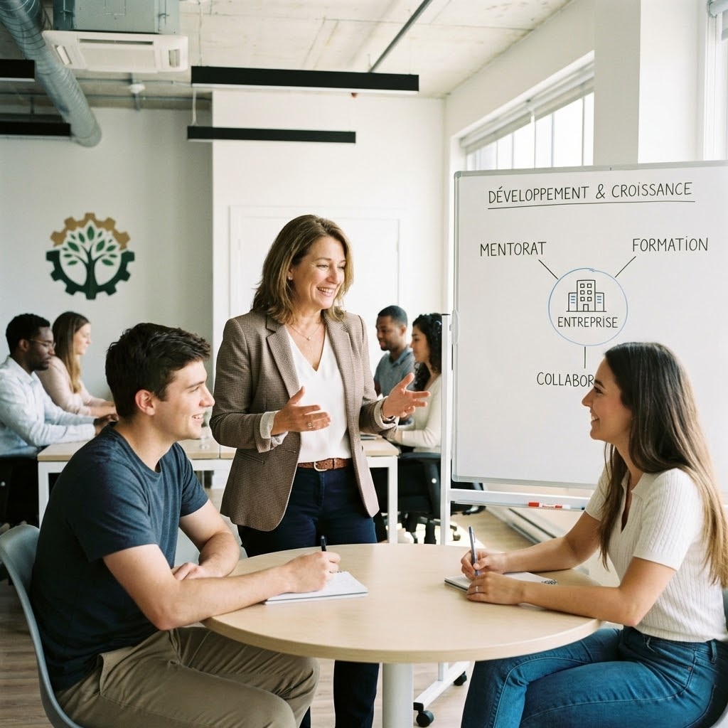 Photo : Une PO senior qui prend le temps de diffuser ses connaissances et d'échanger avec ses pairs