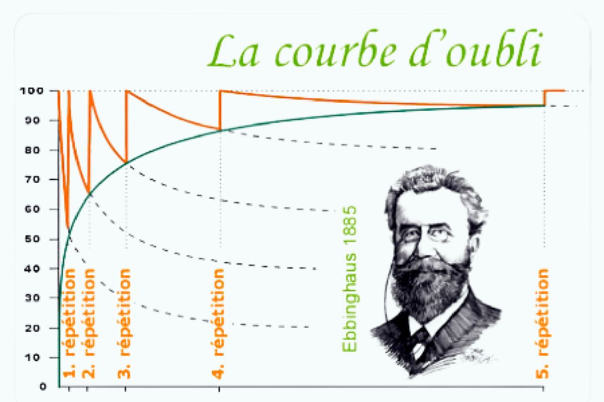 schéma de la courbe d'oubli d’Ebbinghaus